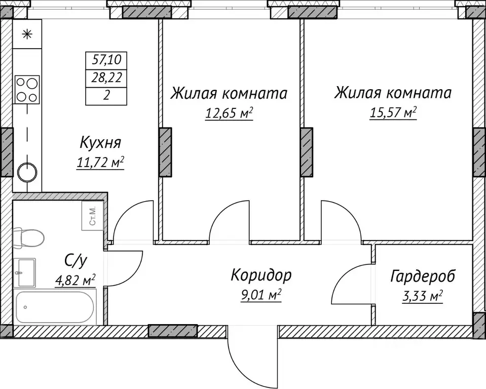 2-к кв. Нижегородская область, Нижний Новгород Сахарный Дол жилой ... - Фото 1