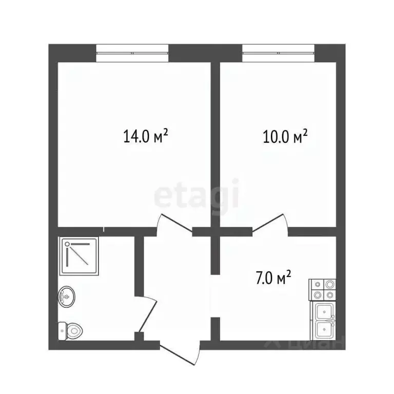2-к кв. Калининградская область, Гурьевск Заречная ул., 42 (36.0 м) - Фото 1