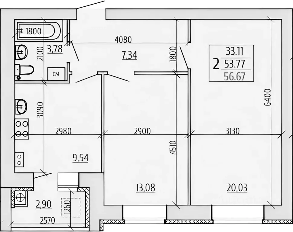 2-к кв. Рязанская область, Рыбное ул. Крымская, 10А (57.1 м) - Фото 2