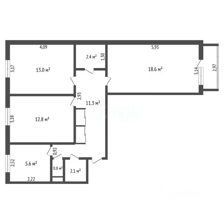 3-к кв. Амурская область, Шимановск ул. Плеханова, 23 (67.8 м) - Фото 2