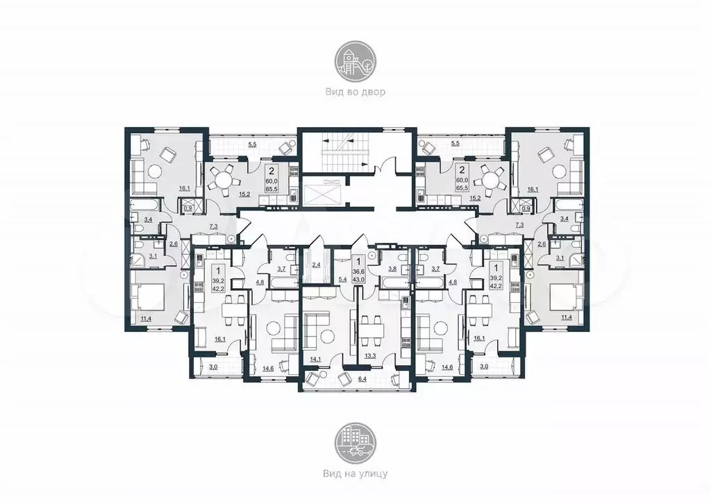 2-к. квартира, 60 м, 8/10 эт. - Фото 1