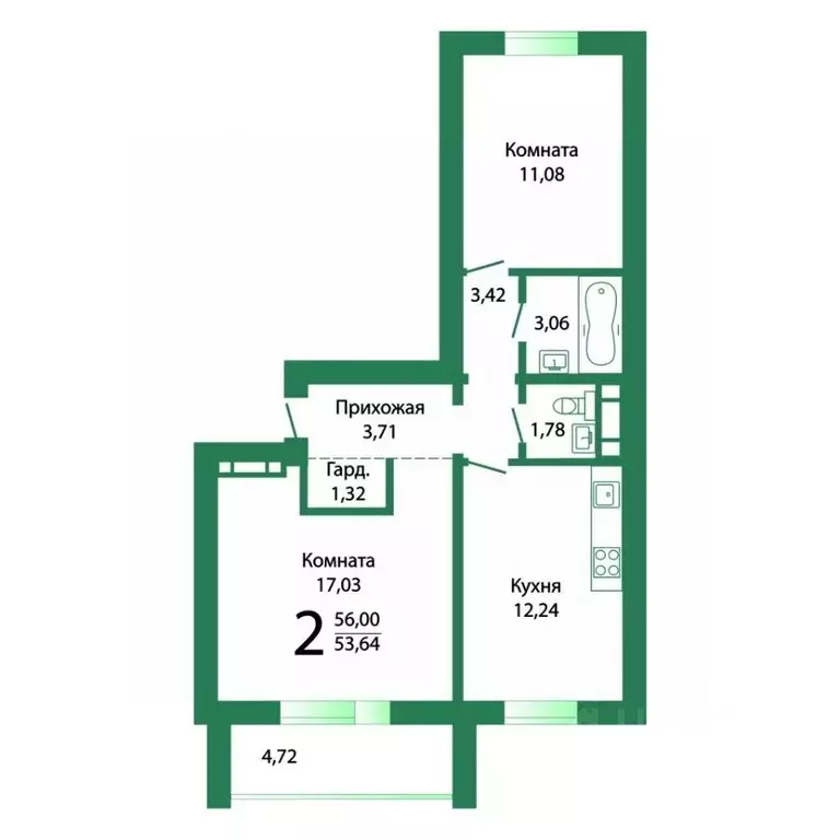 3-к кв. Челябинская область, Миасс просп. Макеева, 84 (56.0 м) - Фото 1