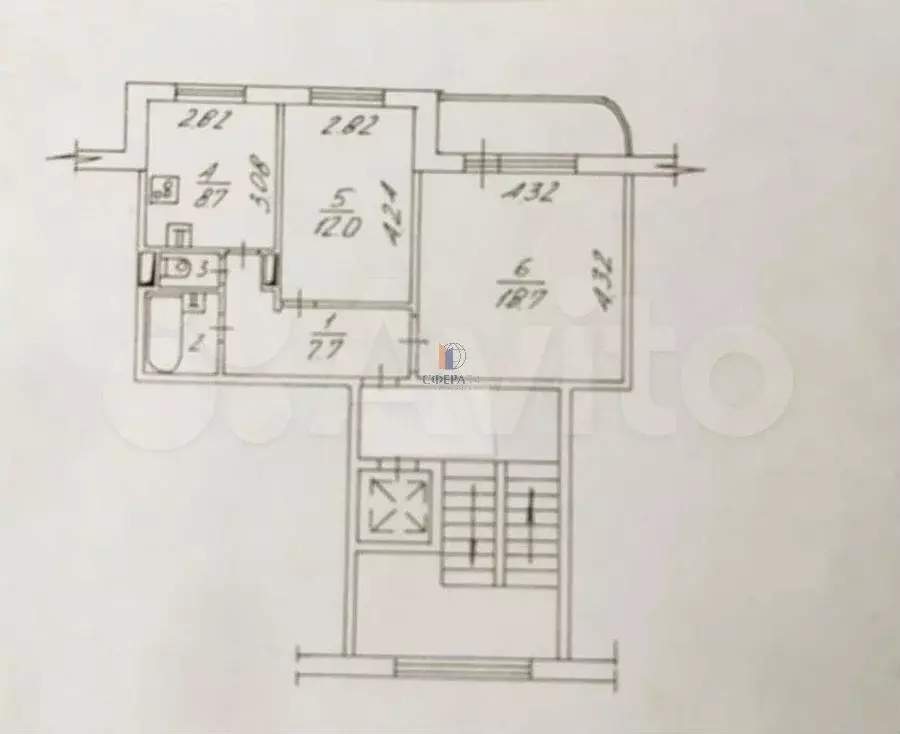 2-к. квартира, 51 м, 5/9 эт. - Фото 0