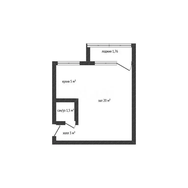 Квартира-студия: Майкоп, Спортивная улица, 1 (30.7 м) - Фото 1