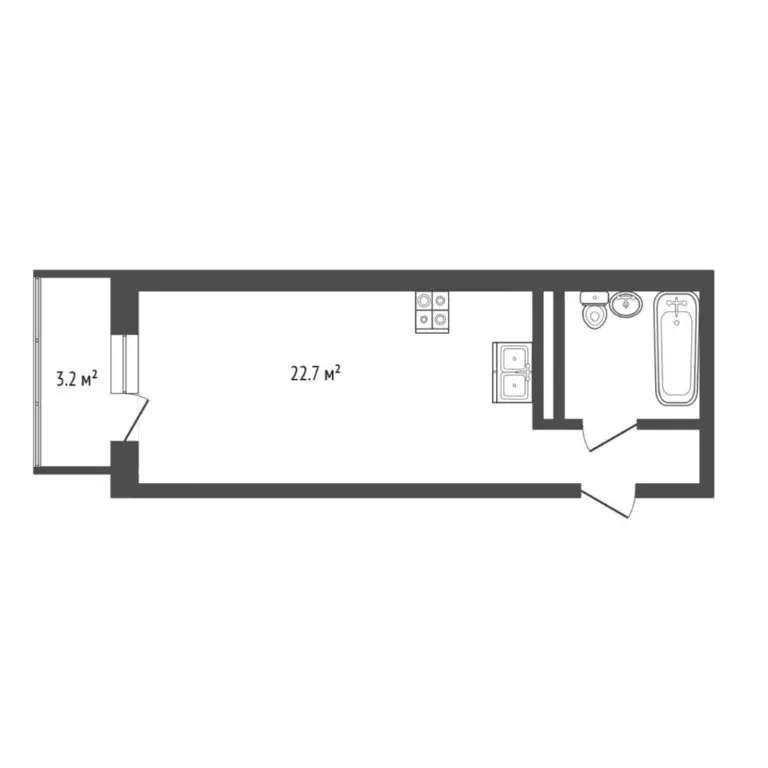 Студия Тюменская область, Тюмень ул. Тимофея Чаркова, 28 (20.7 м) - Фото 2