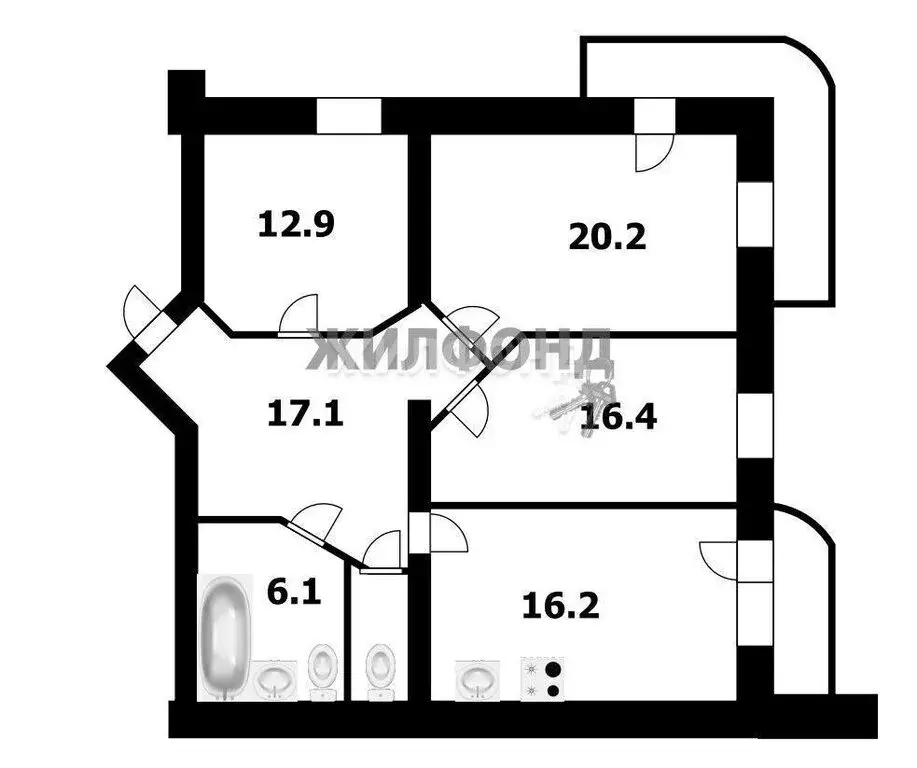 3-комнатная квартира: Новосибирск, Обская улица, 50/2 (90.6 м) - Фото 0