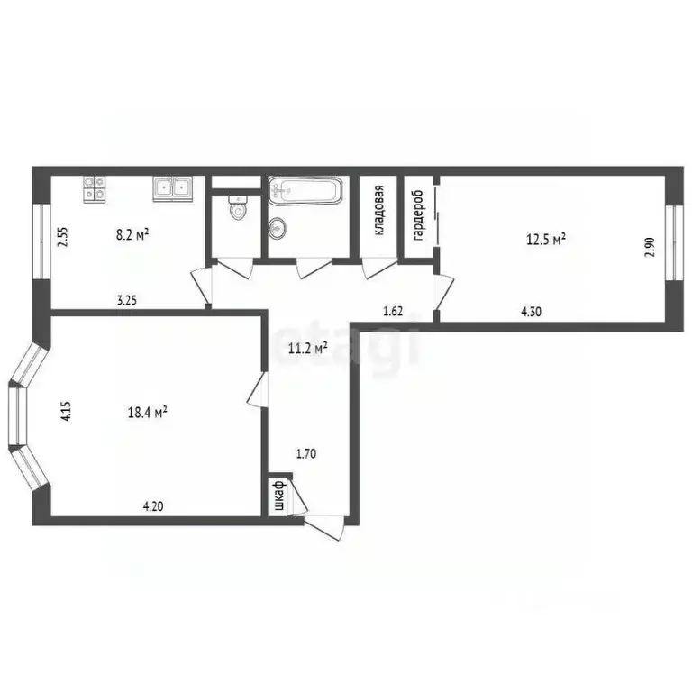 2-к кв. Ямало-Ненецкий АО, Новый Уренгой Юбилейный мкр, 1/2 (57.2 м) - Фото 2