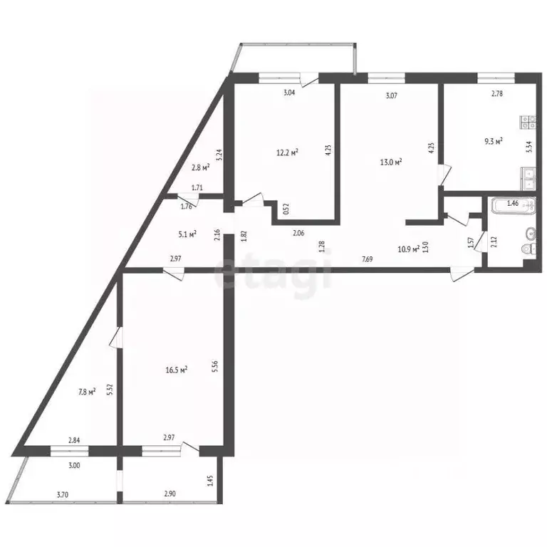 4-к кв. Кемеровская область, Новокузнецк ул. Филиппова, 14 (88.3 м) - Фото 2