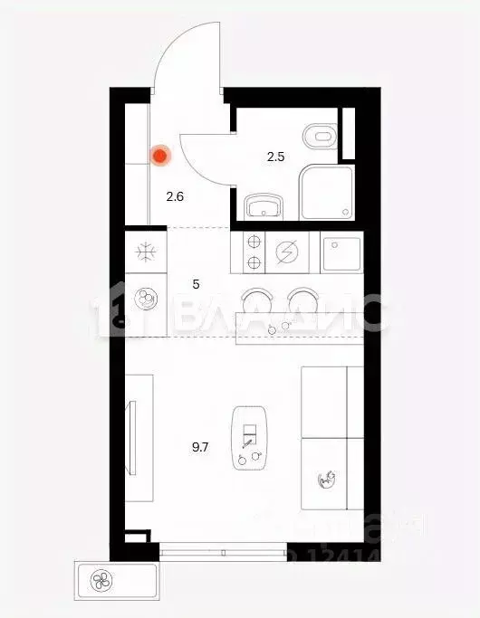 Студия Московская область, Мытищи ул. Колонцова, 2Бк4 (20.0 м) - Фото 2