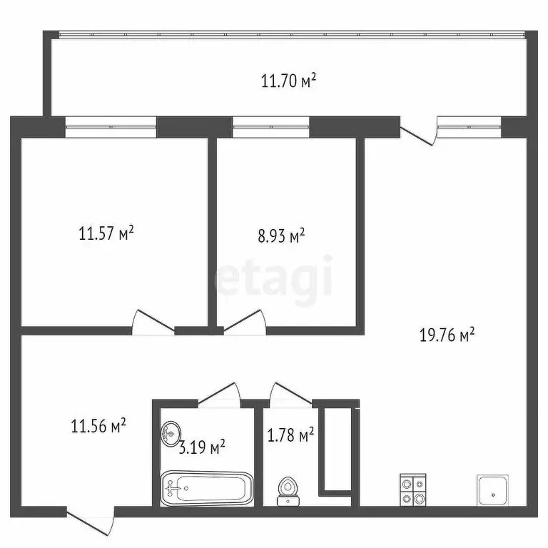 2-комнатная квартира: Тюмень, улица Газовиков, 73 (58.3 м) - Фото 1