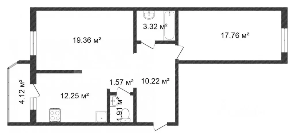 2-к кв. Тюменская область, Тюмень Амурская ул., 4 (66.4 м) - Фото 0