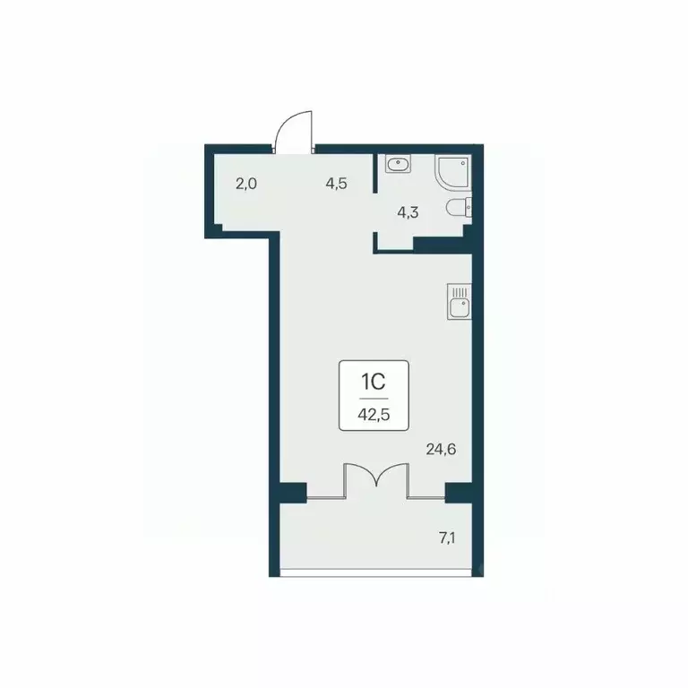 Студия Крым, Алупка ш. Севастопольское, 6Ак3 (42.5 м) - Фото 1