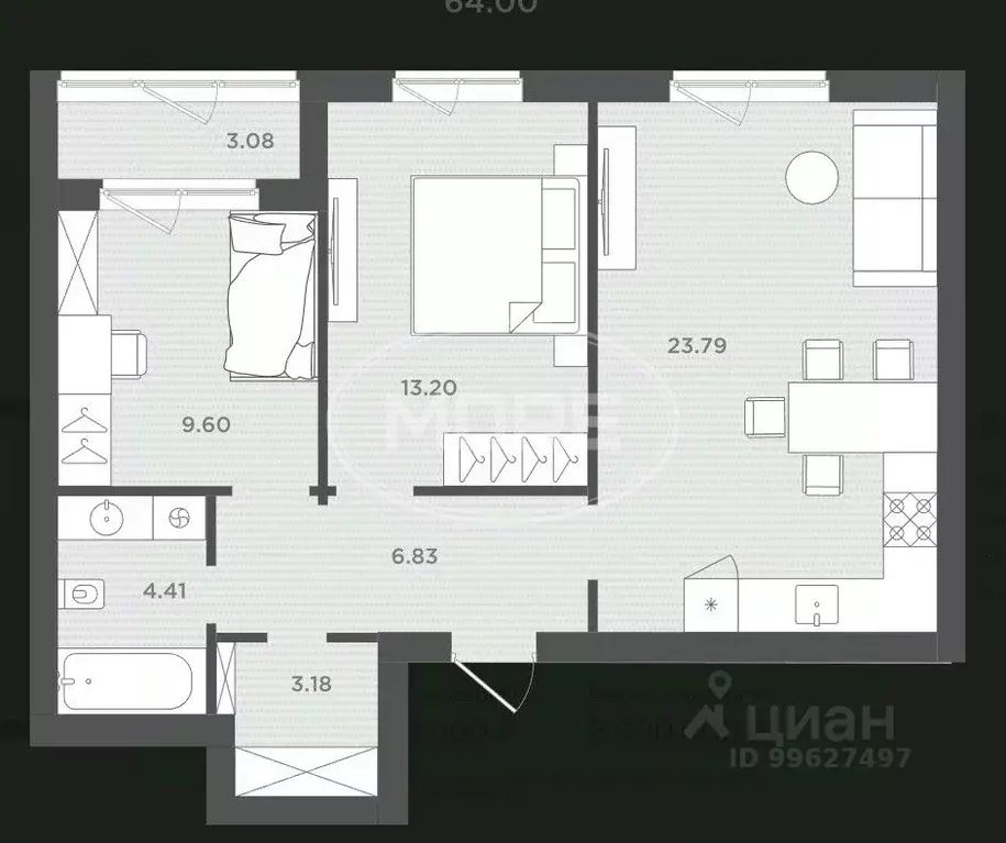 2-к кв. Калининградская область, Гурьевский муниципальный округ, пос. ... - Фото 2
