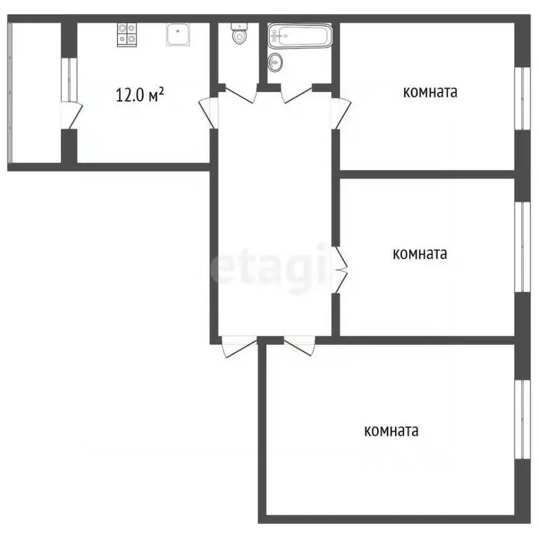 3-к кв. Тамбовская область, Тамбов ул. Куйбышева, 59 (80.4 м) - Фото 2