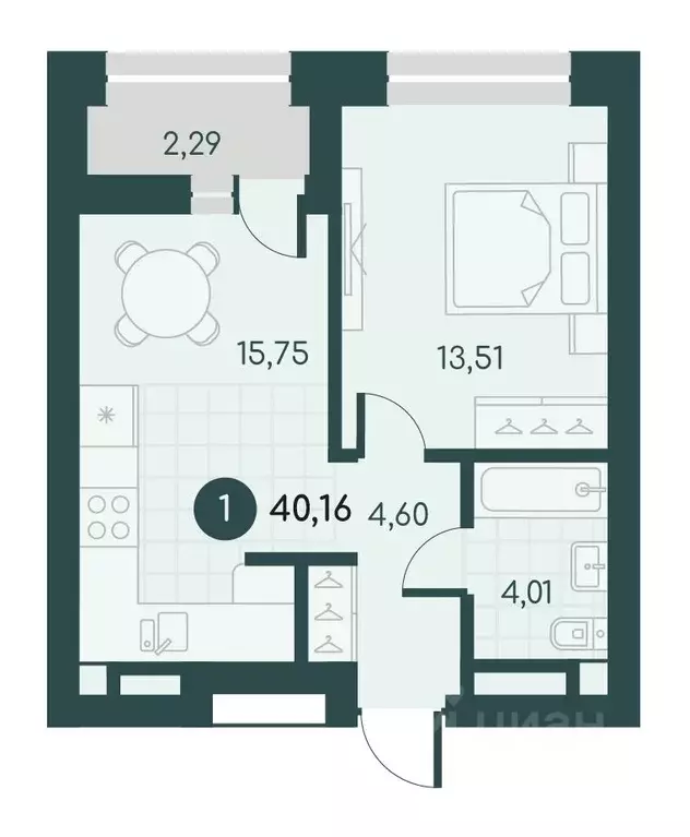 1-к кв. Курганская область, Курган Малиновые высоты жилой комплекс ... - Фото 1