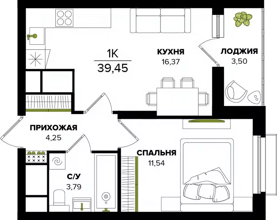 1-к кв. Тульская область, Тула  (39.45 м) - Фото 0