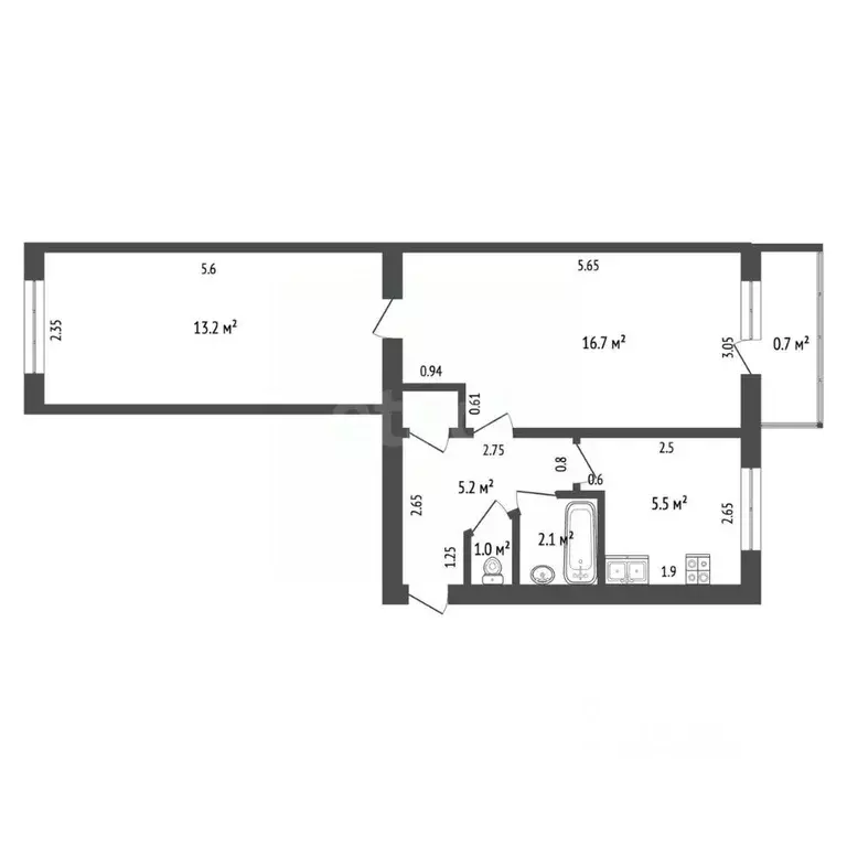 2-к кв. Мордовия, Саранск ул. Ульянова, 85 (47.0 м) - Фото 1
