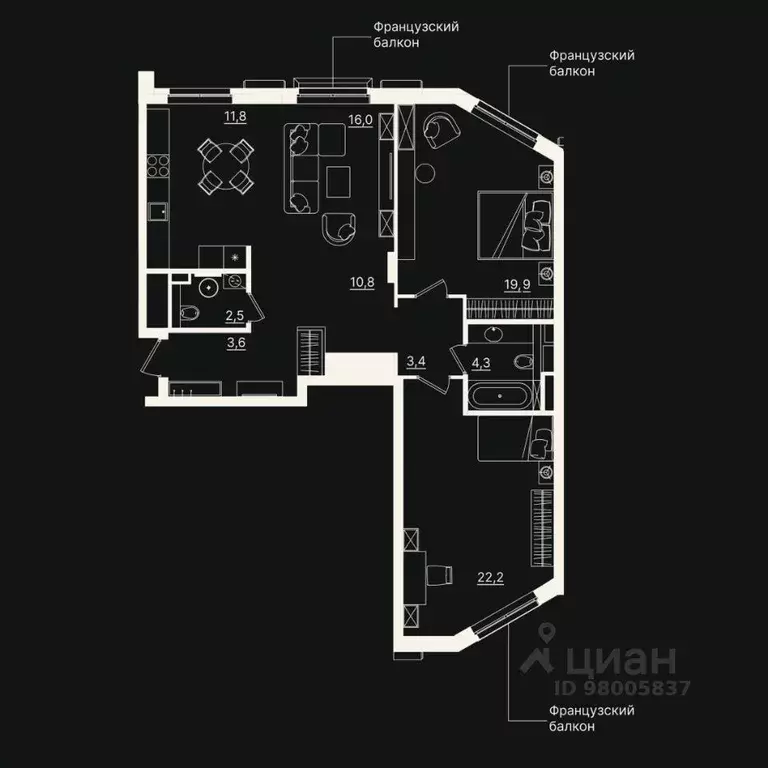 3-к кв. Тюменская область, Тюмень ул. Щербакова, 2к5 (94.4 м) - Фото 0