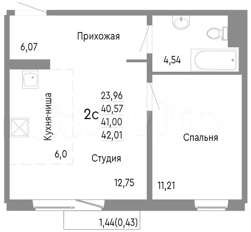 2-к. квартира, 41 м, 9/10 эт. - Фото 0