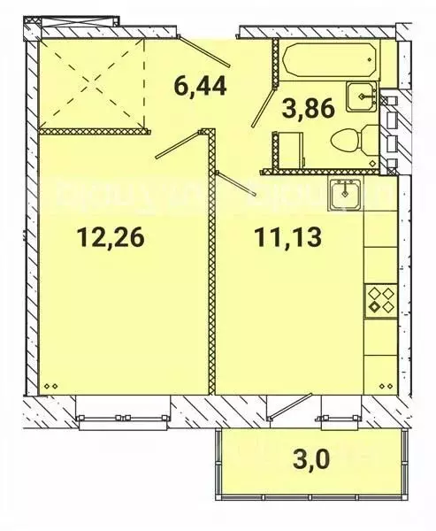1-к кв. Иркутская область, Иркутский муниципальный округ, пос. ... - Фото 1
