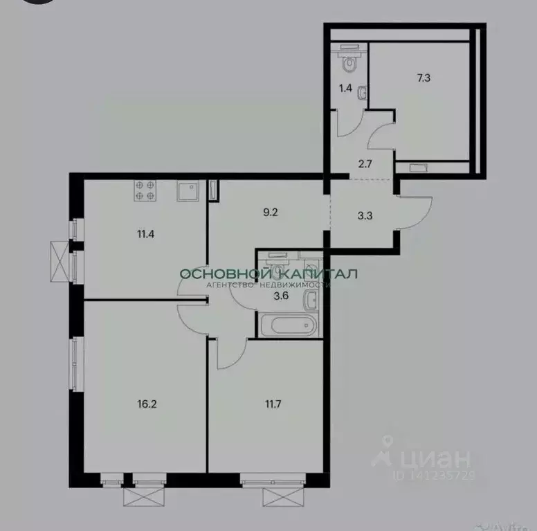 2-к кв. Москва ул. Красулинская, 13 (67.0 м) - Фото 2