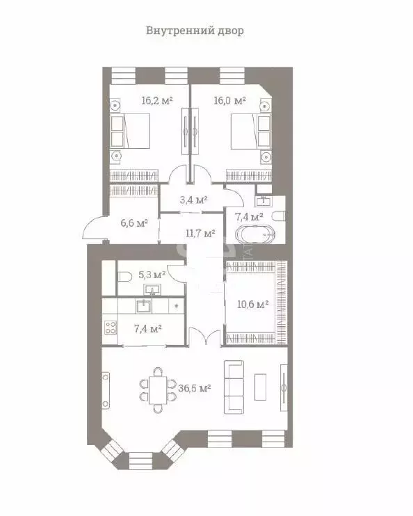 4-комнатная квартира: Москва, улица Большая Полянка, 44 (121.1 м) - Фото 2