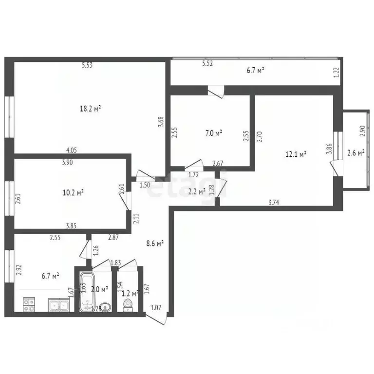 4-к кв. Башкортостан, Стерлитамак Коммунистическая ул., 24 (67.8 м) - Фото 2