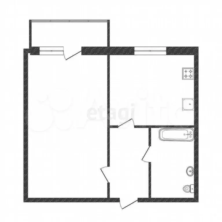 1-к. квартира, 31 м, 5/5 эт. - Фото 0