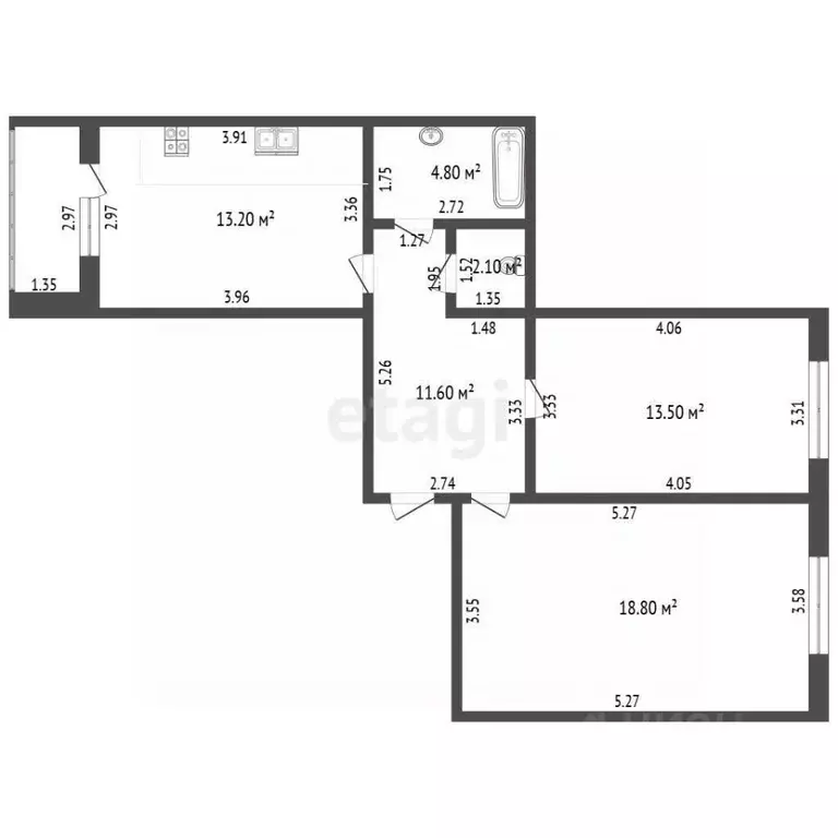 2-к кв. Чувашия, Чебоксары ул. Байдула, 10 (64.0 м) - Фото 2