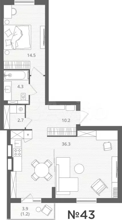2-к. квартира, 72 м, 3/7 эт. - Фото 1