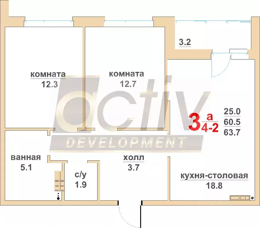 2-к кв. Свердловская область, Березовский Восточная ул. (60.5 м) - Фото 0