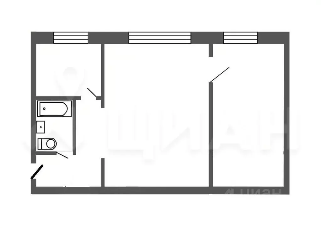 2-к кв. Татарстан, Казань ул. Кулахметова, 12 (45.8 м) - Фото 1