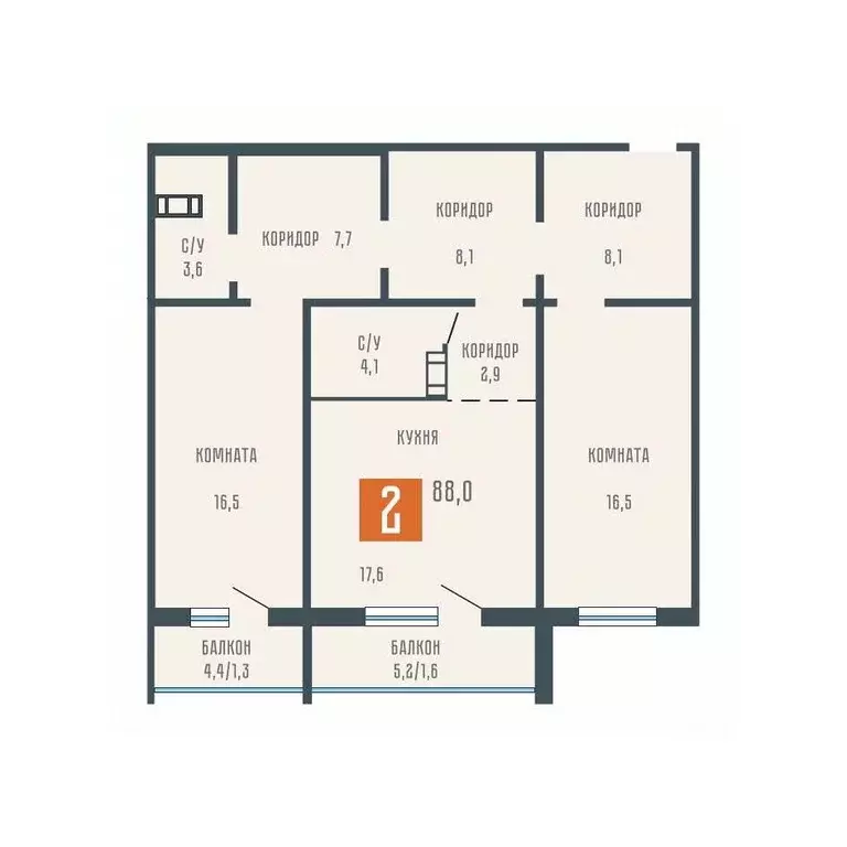 2-к кв. Курганская область, Курган ул. Коли Мяготина, 34Б (88.0 м) - Фото 1