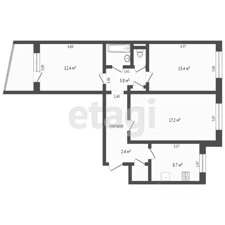 3-к кв. Тюменская область, Тюмень ул. Боровская, 5 (65.6 м) - Фото 2