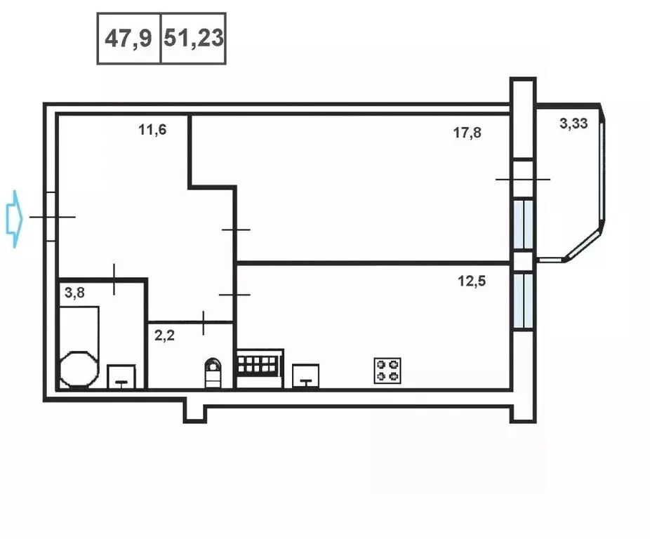 1-к кв. Санкт-Петербург ул. Русановская, 17к3 (47.9 м) - Фото 1