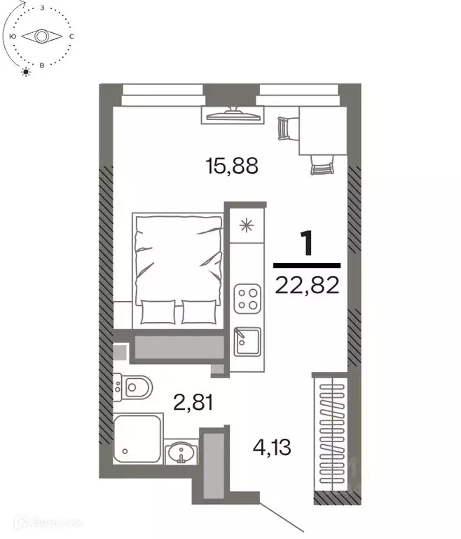 1-к кв. Рязанская область, Рязань Олимпийский городок мкр, 10 (22.82 ... - Фото 1