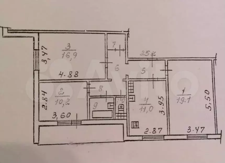 3-к. квартира, 73,3 м, 5/9 эт. - Фото 0
