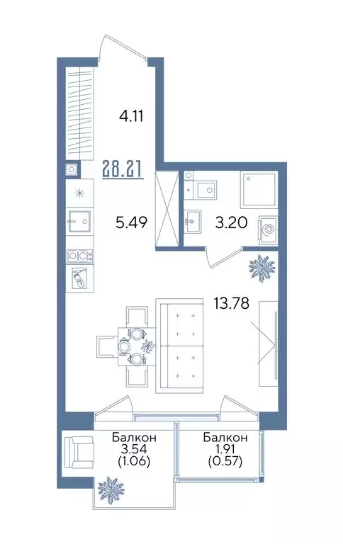 Квартира-студия: Казань, Авиастроительный район (28.22 м) - Фото 0