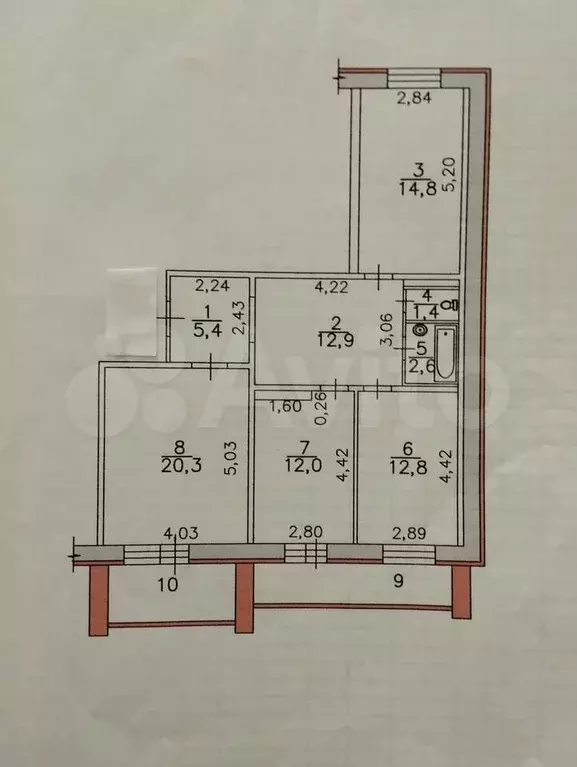 3-к. квартира, 82 м, 5/10 эт. - Фото 0