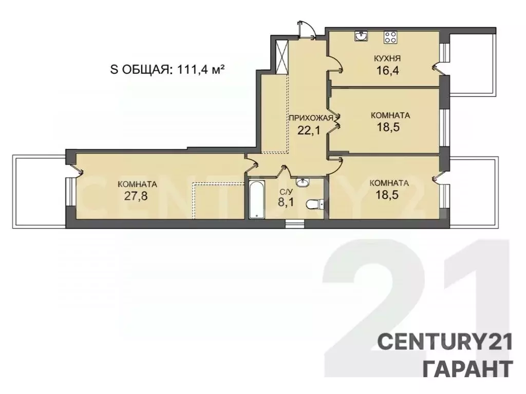 3-к кв. Санкт-Петербург ул. Катерников, 10к1 (121.0 м) - Фото 2