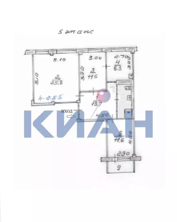3-к кв. Красноярский край, Красноярск ул. Ладо Кецховели, 54 (75.5 м) - Фото 2