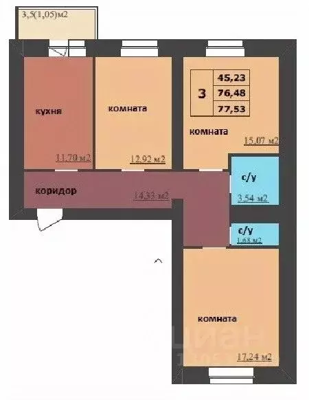 3-к кв. Ярославская область, Ярославль Ленинградский просп., 98/2 ... - Фото 1