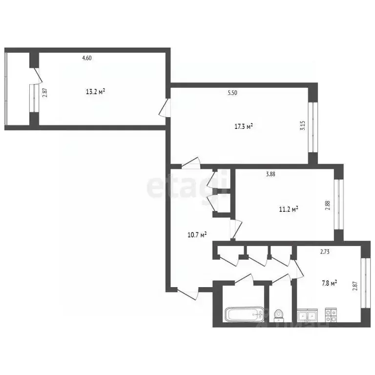 3-к кв. Ямало-Ненецкий АО, Новый Уренгой Мирный мкр, 3/5 (65.9 м) - Фото 2