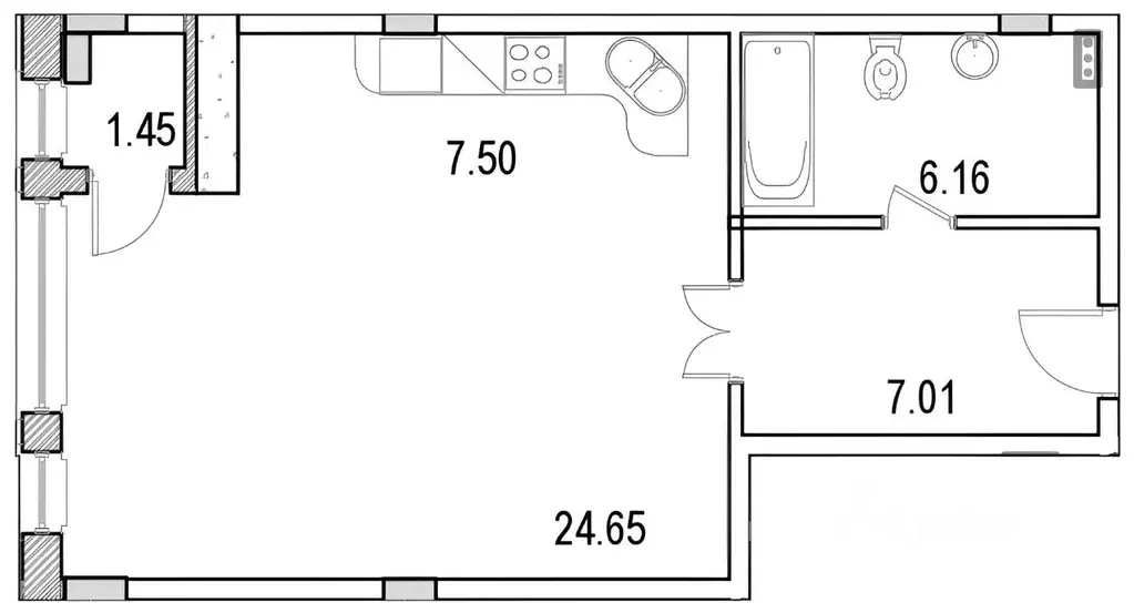 1-к кв. Москва ул. Маршала Рыбалко, 2к9 (43.3 м) - Фото 2