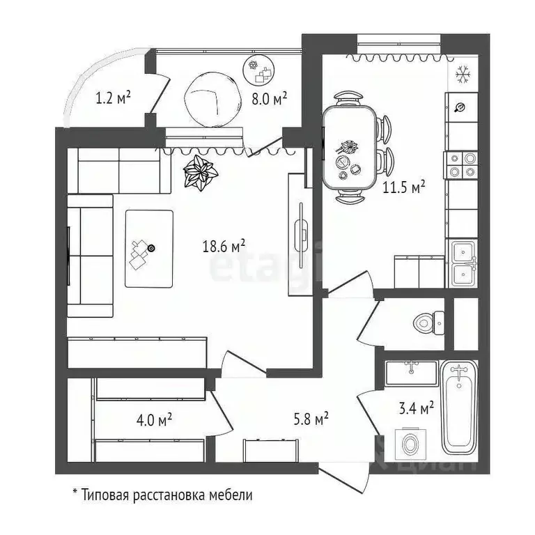 1-к кв. Московская область, Мытищи Индустриальная ул., 3к3 (44.8 м) - Фото 1