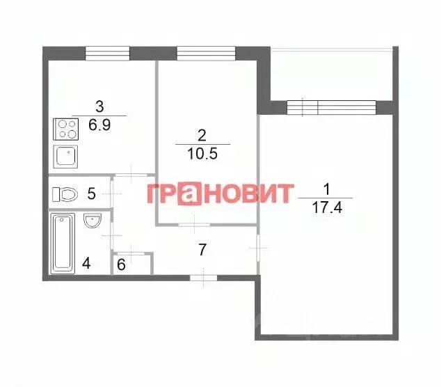 2-к кв. Новосибирская область, Новосибирск ул. Петухова, 122/1 (43.0 ... - Фото 1