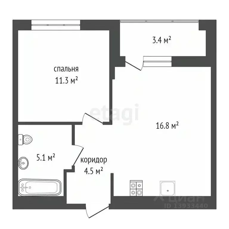 1-к кв. Тюменская область, Тюменский муниципальный округ, д. Дербыши ... - Фото 2