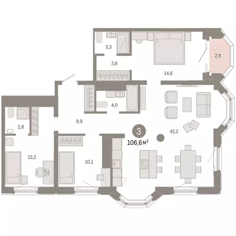 3-комнатная квартира: Екатеринбург, жилой район Вокзальный, улица ... - Фото 2