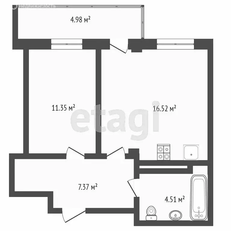 1-комнатная квартира: Тюмень, улица Константина Посьета, 8 (39.8 м) - Фото 1