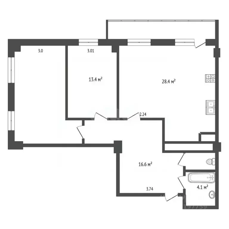 3-к кв. Саха (Якутия), Якутск просп. Ленина, 52 (82.8 м) - Фото 2